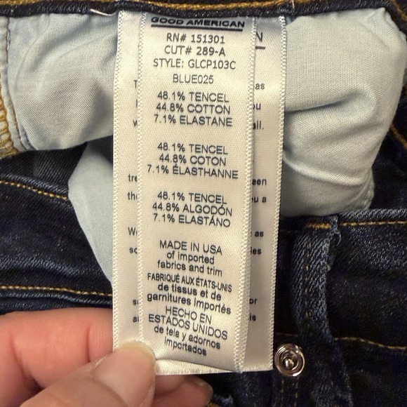 Good American Jeans Women's 12/31 Blue Good Legs Skinny Slits Seam Stretch - Picture 7 of 8